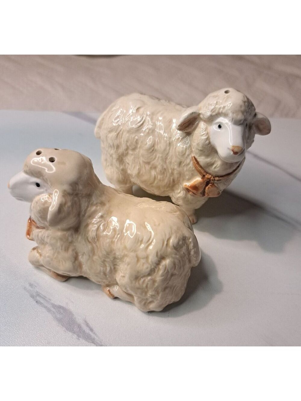 Vintage Country 1983 Otagiri Made in Japan Ceramic Sheep Salt and Pepper Shakers